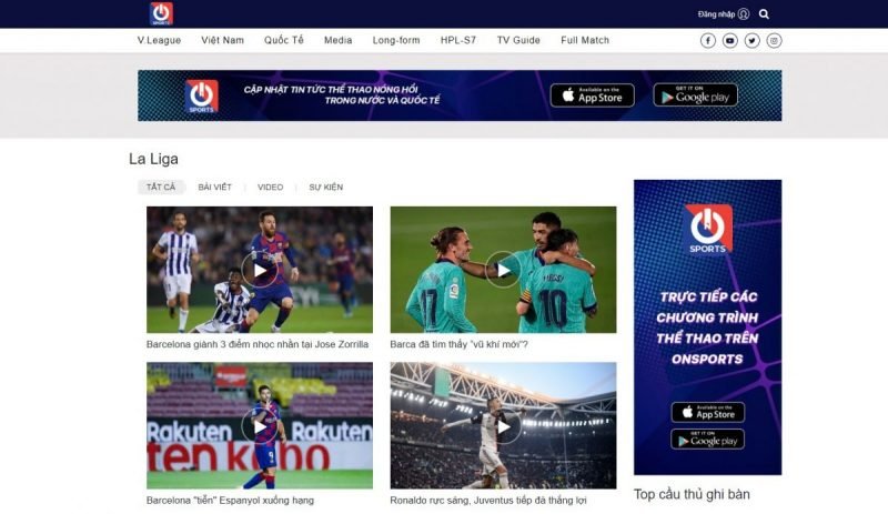 Xem trực tiếp La Liga trên trang web Bóng Đá TV