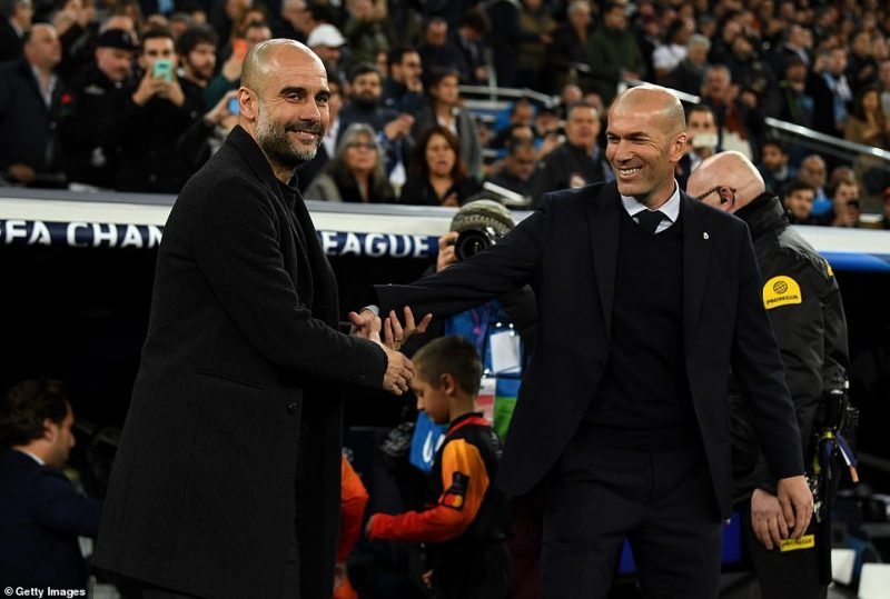 Kết quả Man City vs Real Madrid: pep guardiola và zinedine zidane