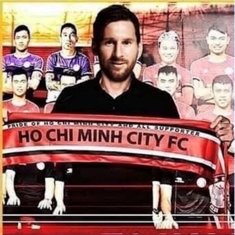 Nghe tin Messi rời Barca, cổ động viên Việt Nam liền có loạt ảnh chào đón Messi ở V-League