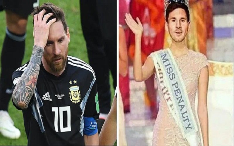 Ảnh chế Messi: Messi hay được gọi là miss pen vì anh đá hỏng phạt đền khá nhiều