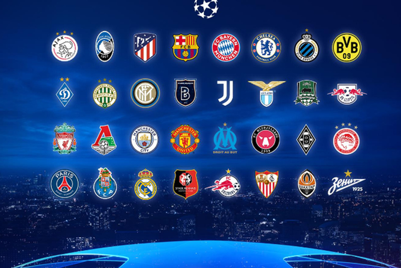 32 đội bóng góp mặt ở lịch thi đấu cup C1 Châu Âu mùa 2020/2021
