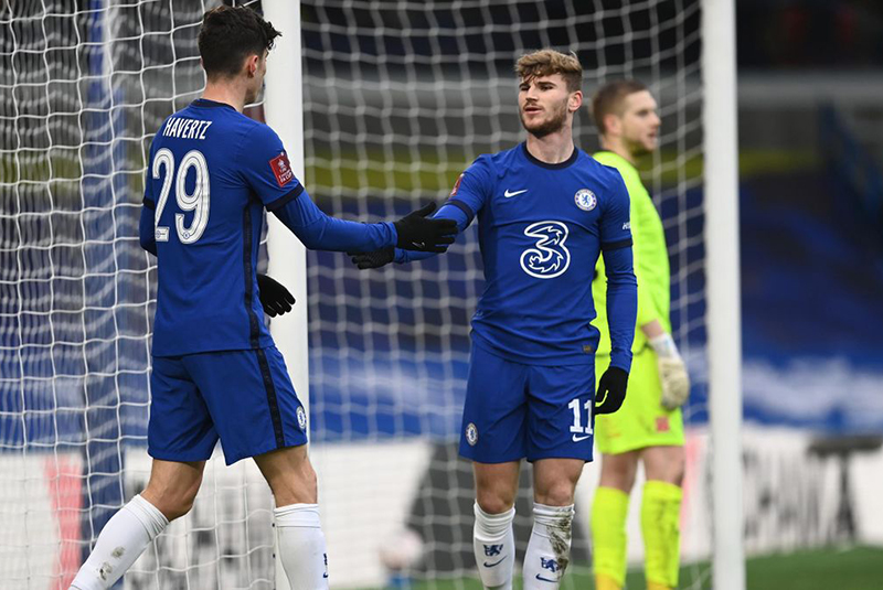 Timo Werner và Kai Havertz đều lập công trong thắng lợi của Chelsea ở vòng 3 FA Cup