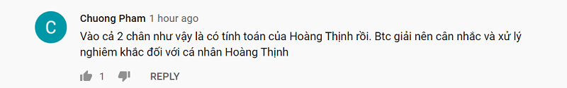 CĐV Chuong Pham cho rằng Hoàng Thịnh chủ đích triệt hạ Hùng Dũng và đề nghị phải có án phạt nặng với cầu thủ của TP.HCM