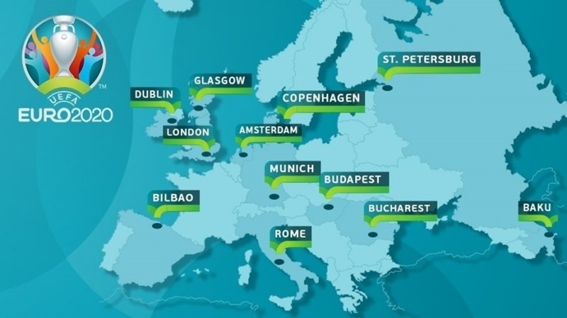 VCK EURO 2021 sẽ diễn ra trên 12 thành phố