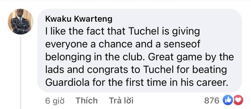Tuchel đã tạo ra một đội bóng đoàn kết, chúng mừng Tuchel với lần đầu tiên thắng Man City của Pep Guardiola