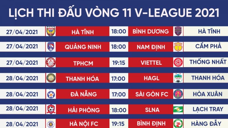 Lịch thi đấu vòng 11 V-League
