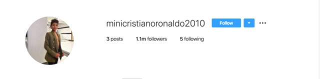 Tài khoản Instagram của Ronaldo Jr thu hút nhiều lượt like chỉ sau một ngày sử dụng