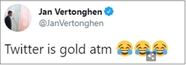 Trung vệ của Tottenham, Jan Vertonghen cũng hưởng ứng theo NHM. Anh cho rằng twitter đã có ngày "vàng son"