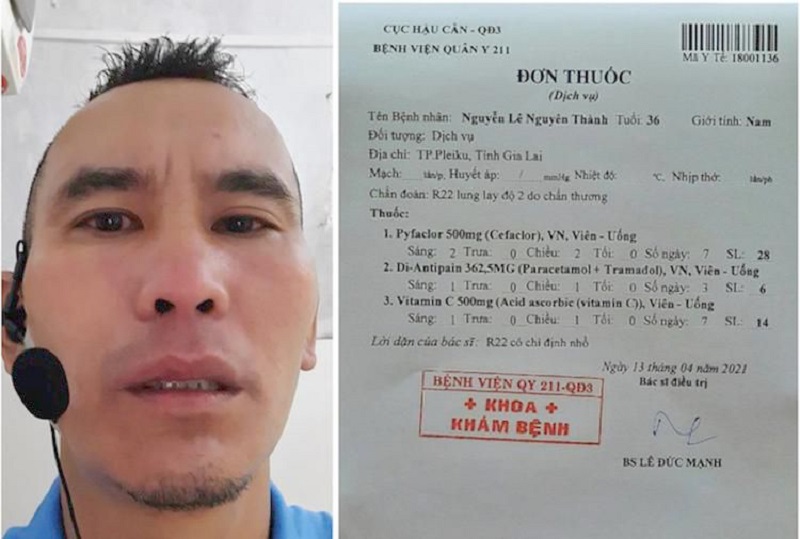 Trọng tài Nguyễn Lê Nguyên Thành và đơn thuốc sau khi được cho là bị cầu thủ TP.HCM tấn công