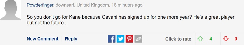 Ồ, vậy là MU không theo đuổi Kane nữa chỉ vì Cavani đã gia hạn thêm 1 năm hợp đồng? Cavani thì tuyệt đấy, nhưng đó không phải là tương lai của đội
