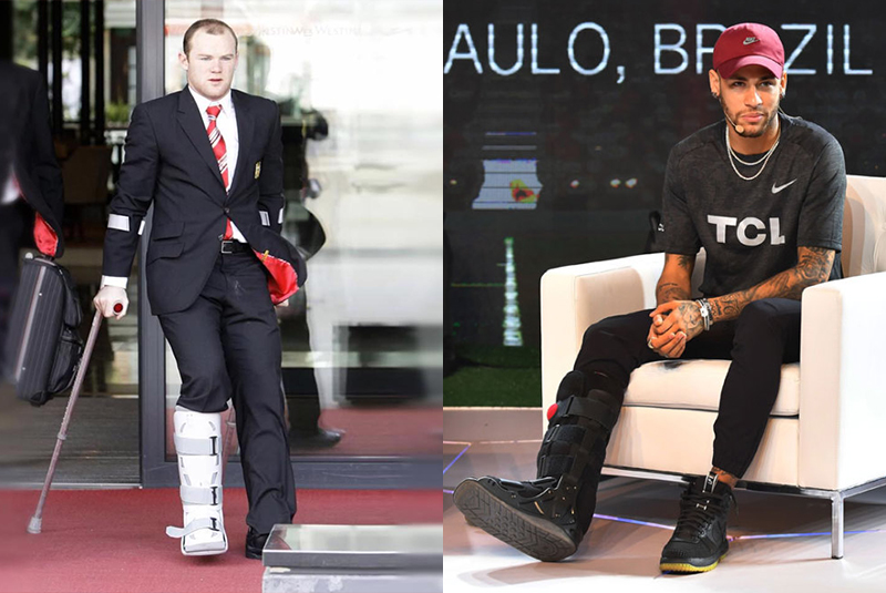 Những siêu sao như Rooney và Neymar của từng dùng các đôi giày bảo vệ chân cho cầu thủ để điều trị chấn thương