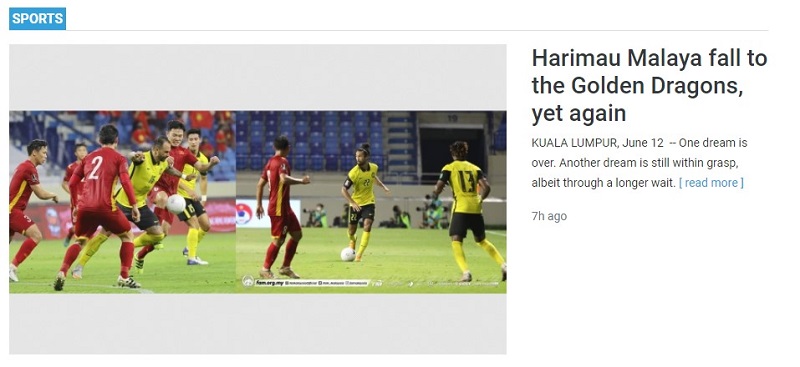 Báo chí Malaysia thất vọng về đội nhà