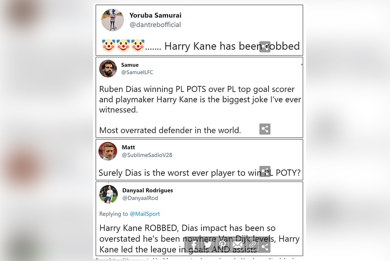 Một số fan chọn Harry Kane là người xứng đáng với giải thưởng