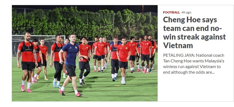 Tờ The Star tin rằng Malaysia sẽ chấm dứt chuỗi trận không thắng trước Việt Nam vào đêm nay