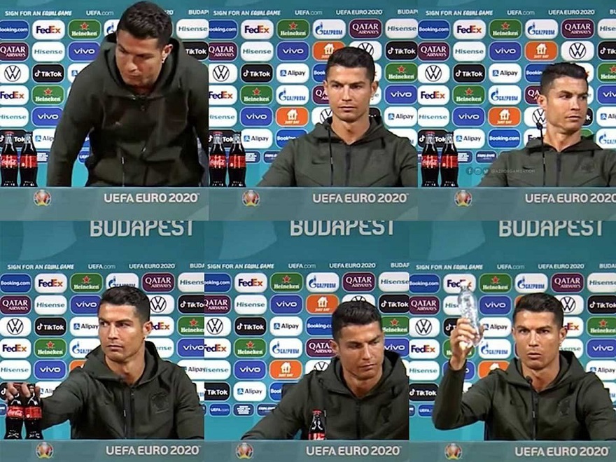 Ronaldo khiến Coca Cola bẽ mặt ngay tại buổi họp báo đêm qua