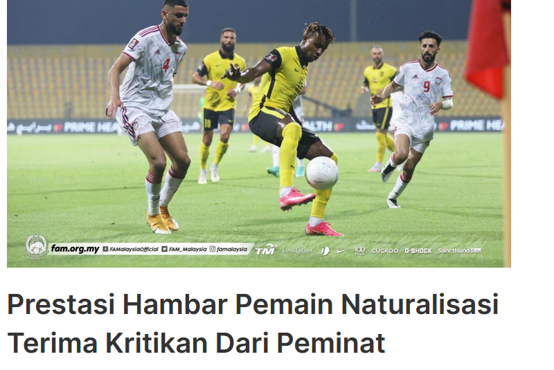 Báo Malaysia không hài lòng với màn trình diễn của các cầu thủ nhập tịch