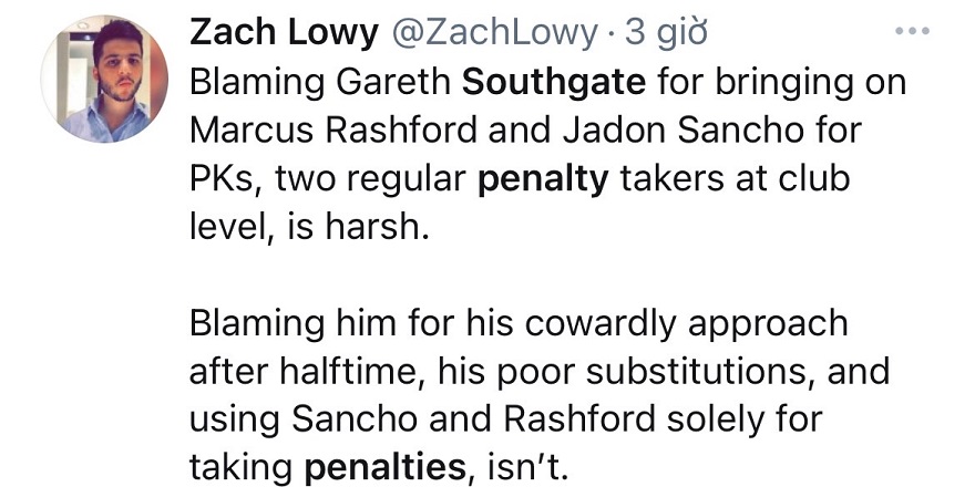 Hãy chỉ trích Southgate vì sự nhút nhát trong trận đấu và những sự thay đổi người không tốt, chỉ sử dụng Sancho và Rashford để đá 11m thật tệ hại.