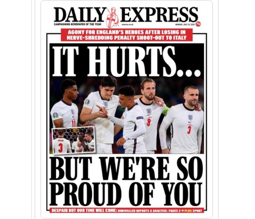 Tự hào là điều tờ Daily Express nói về các cầu thủ Tam Sư sau hành trình tại EURO 2021