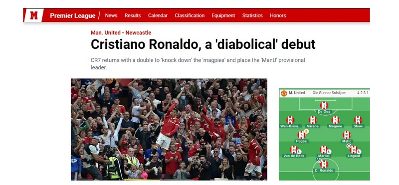 Nhật báo Marca đăng dòng tít “Cristiano Ronaldo, màn ra mắt ma thuật”