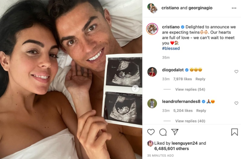 Ronaldo CR7 cùng Georgina Rodriguez sắp có thêm cặp sinh đôi