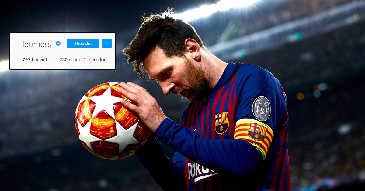 Lionel Messi giành hạng 3 người có follow instgram cao nhất