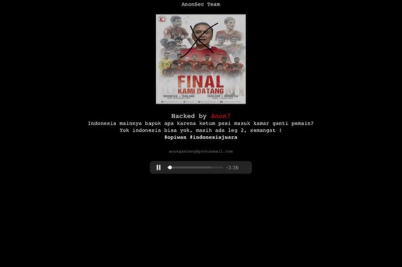 Trang web Liên đoàn bóng đá Indonesia bị hacker tấn công