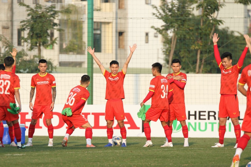 Đội tuyển Việt Nam tập luyện chuẩn bị cho 2 trận đấu ở vòng loại World Cup 2022