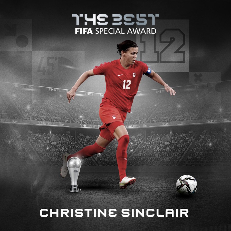Christine Sinclair nhận giải giải thưởng đặc biệt của FIFA The Best 2021