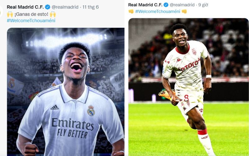 Trang Twitter chính thức của Real Madrid đã gửi lời chào mừng Tchouameni