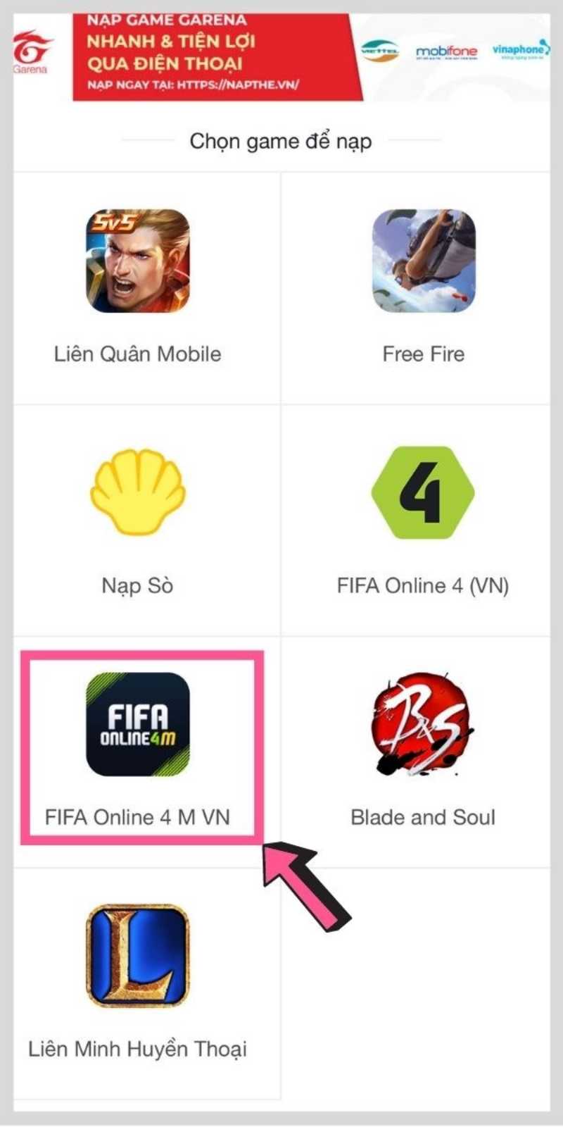 Chọn game Fifa Online 4
