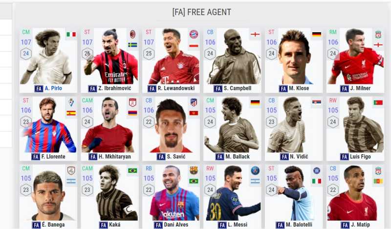 Mùa thẻ mới Free Agent trong FIFA Online 4
