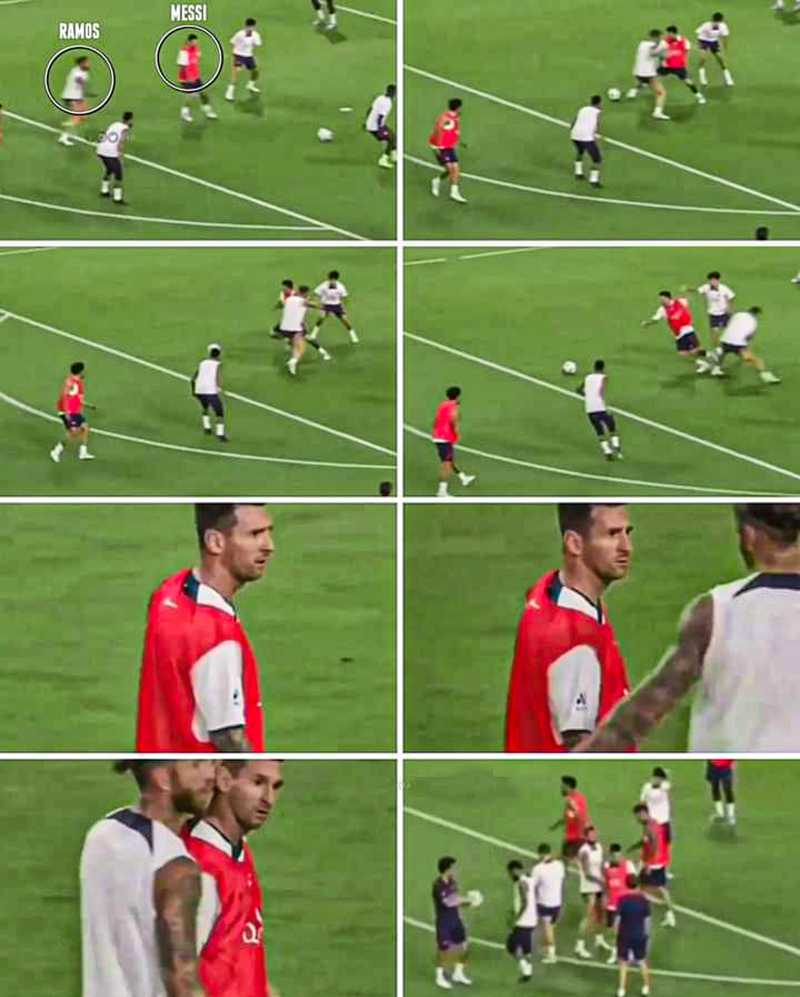 Sergio Ramos và Lionel Messi gây chiến trong buổi tập của Paris Saint-Germain