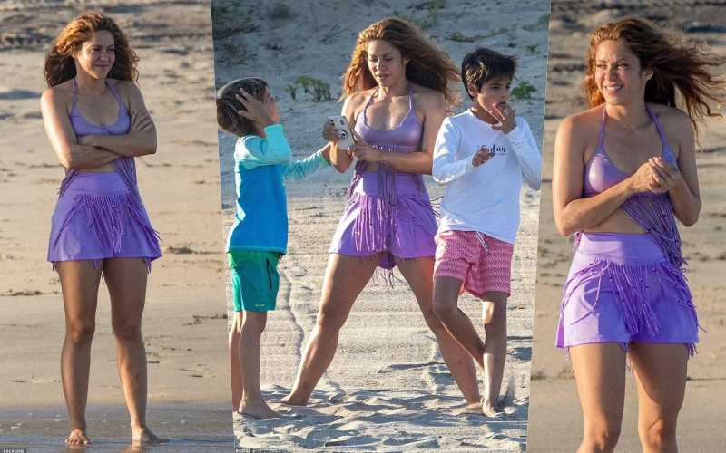 Shakira đưa hai con trai đi du lịch tại một bãi biển
