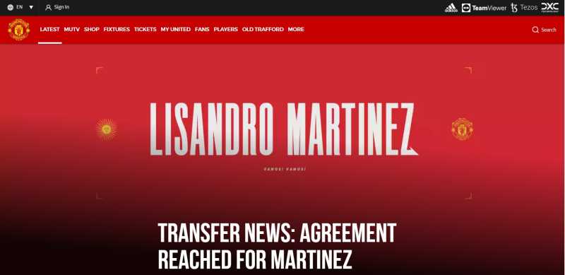 Trang chủ Manchester United thông báo đã chiêu mộ thành công Lisandro Martinez