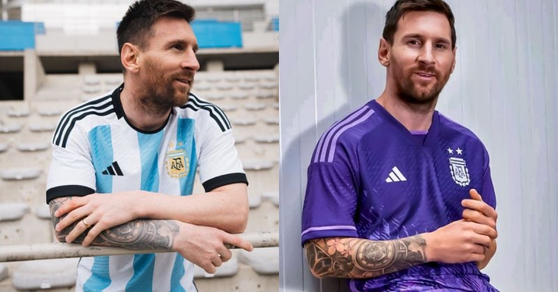 Hai mẫu áo đấu sân nhà và sân khách của đội tuyển Argentina tại World Cup 2022