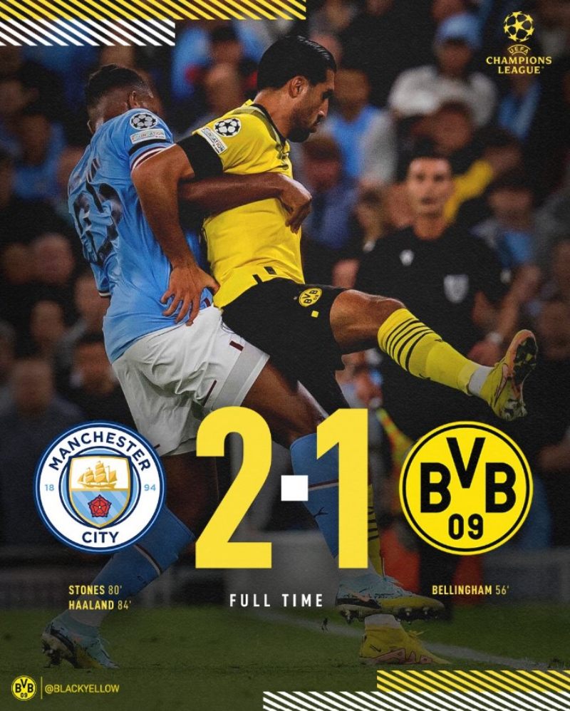 Kết quả Manchester City vs Borussia Dortmund, 2h ngày 15/9