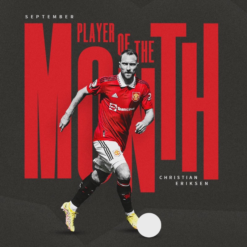 Man Utd trao giải "Cầu thủ hay nhất tháng 9" cho Eriksen