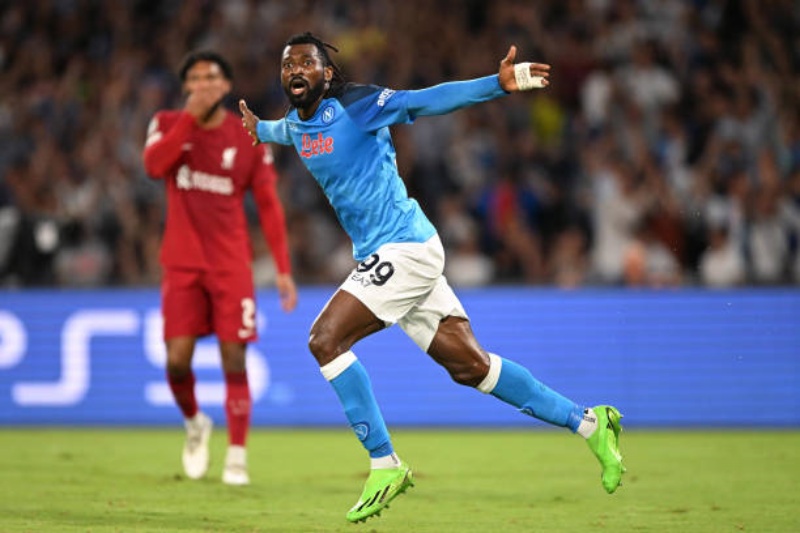 Kết quả Napoli vs Liverpool: Niềm vui của Anguissa sau pha nâng tỷ số lên 2-0 cho đội chủ nhà