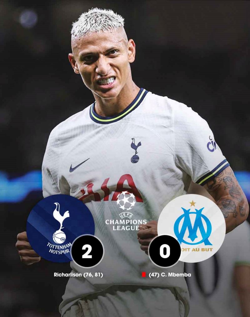 Kết quả Tottenham Hotspur vs Olympique de Marseille