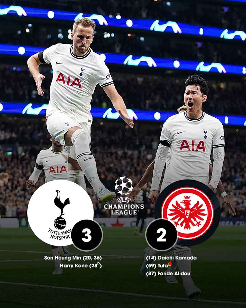 Kết quả Tottenham Hotspur vs Eintracht Frankfurt - Bộ đôi vàng tiếp tục nổ súng