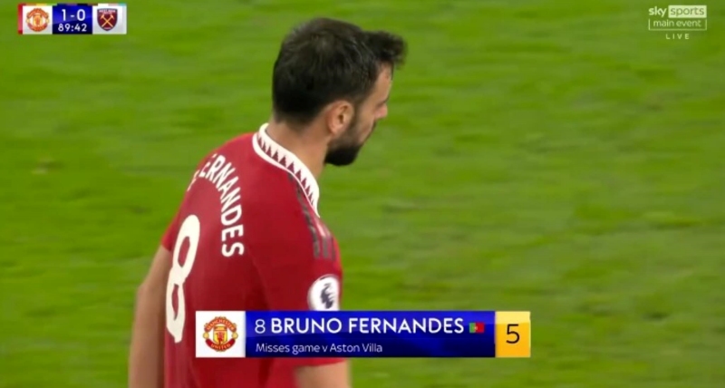 Bruno Fernandes nhận đủ 5 thẻ vàng từ đầu mùa