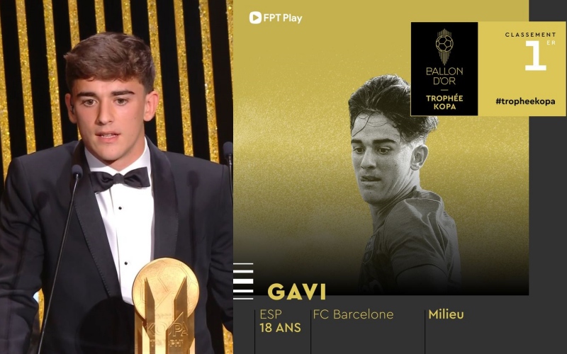 Gavi đạt giải Cầu thủ trẻ hay nhất năm (Kopa Trophy)