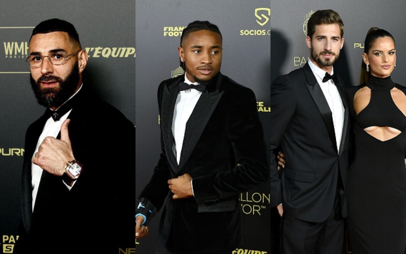 Karim Benzema, Christopher Nkunku và Kevin Trapp bảnh bao đến tham dự lễ trao giải Quả bóng vàng 2022