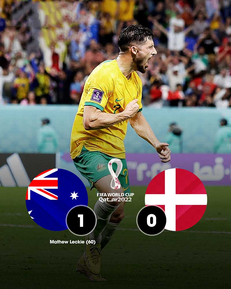 Kết quả Úc vs Đan Mạch - Những Chú Lính Chì gục ngã