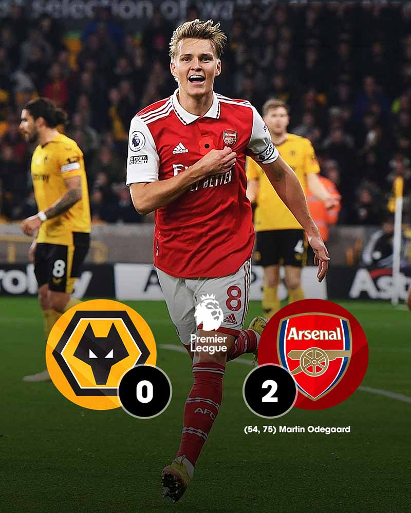Kết quả Wolverhampton vs Arsenal - Pháo Thủ giữ vững ngôi đầu