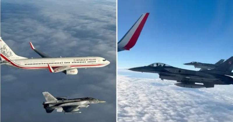 Máy bay chiến đấu hộ tống đội tuyển Ba Lan đến Qatar