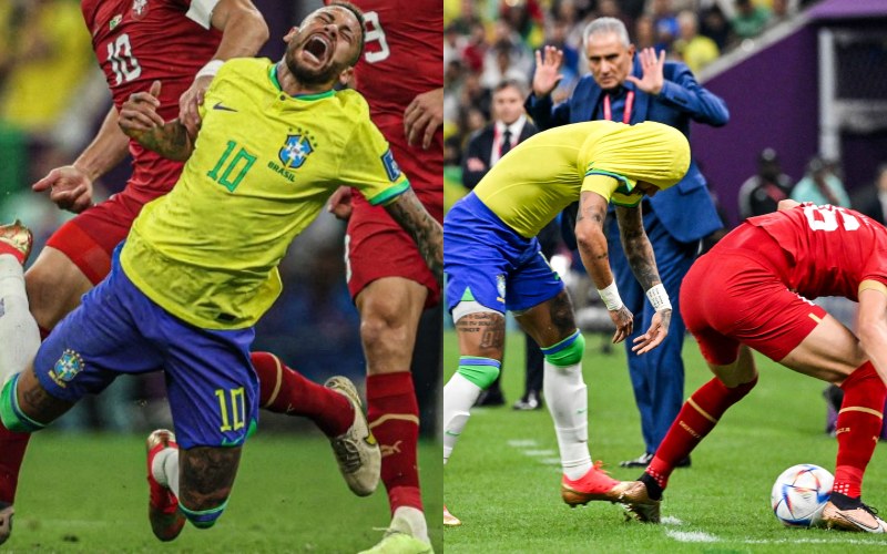 Neymar Jr bị các cầu thủ Serbia theo sát, thậm chí là đá rất rắn