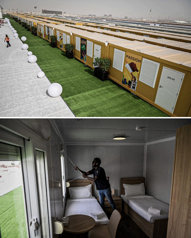 Phía bên trong của mỗi cabin "container trên sa mạc" tại làng CĐV World Cup 2022