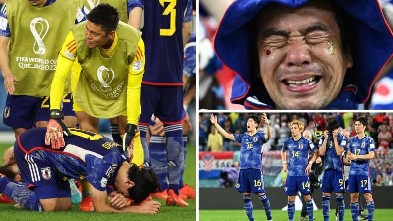 Các cầu thủ và NHM Nhật Bản bật khóc sau trận thua trước Croatia