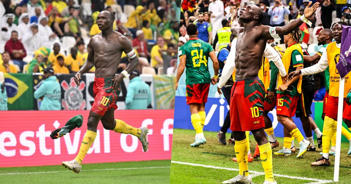 Hình ảnh tự hào của tuyển Cameroon với chiến thắng lịch sử trước Brazil ở World Cup 2022